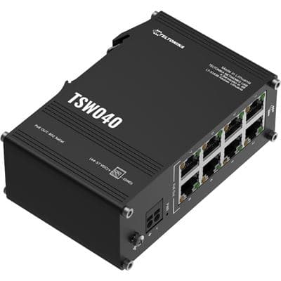 Teltonika Teltonika TSW040 8-Port 10/100 PoE+ Switch with Integrated DIN Rail Mounting TSW040