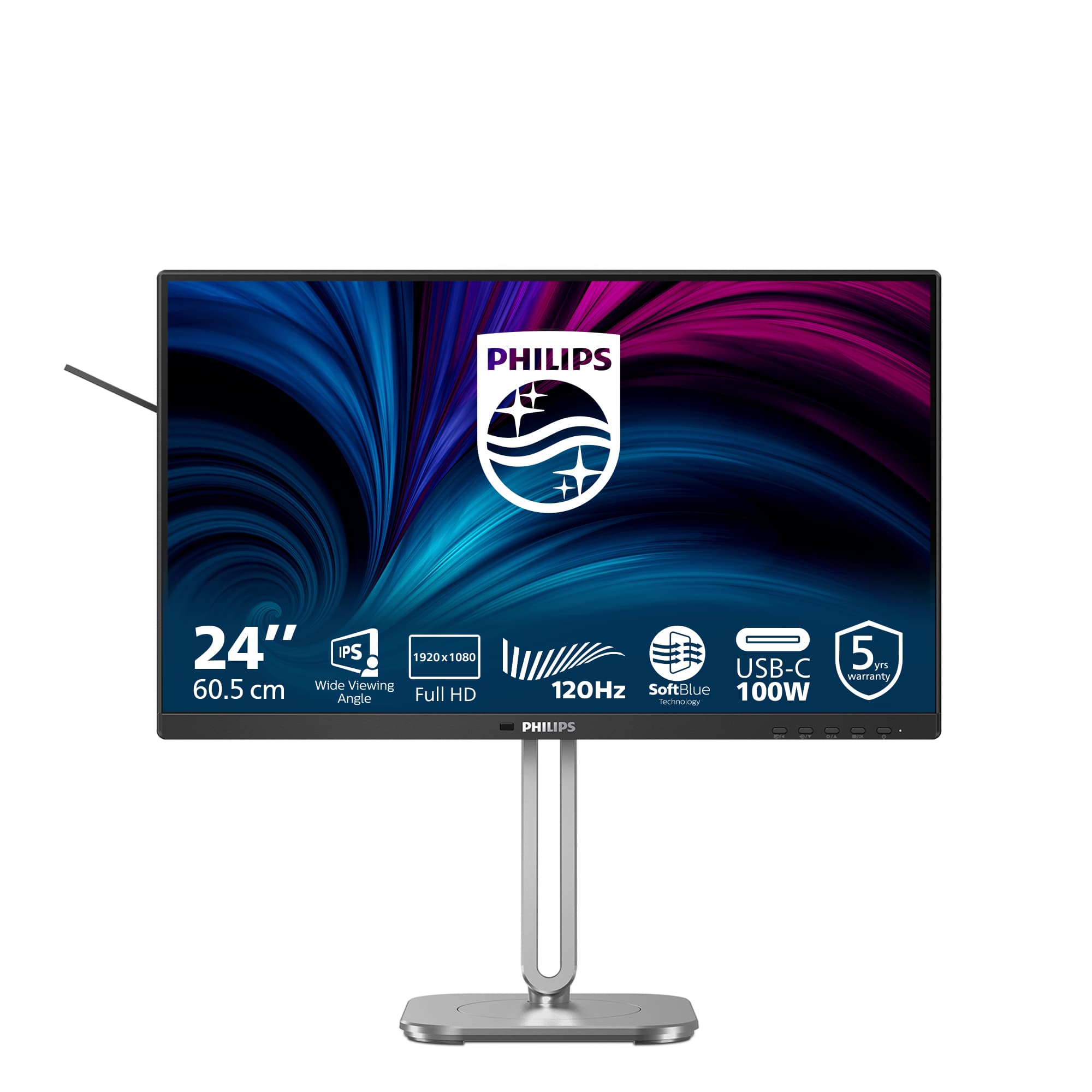 PHILIPS PHILIPS 24B2U4301/75 24" 16:9 IPS LED 120HZ, 4MS, USB-C DOCK, HDMI, DP, SPKR, H/ADJ, 4YR 24B2U4301