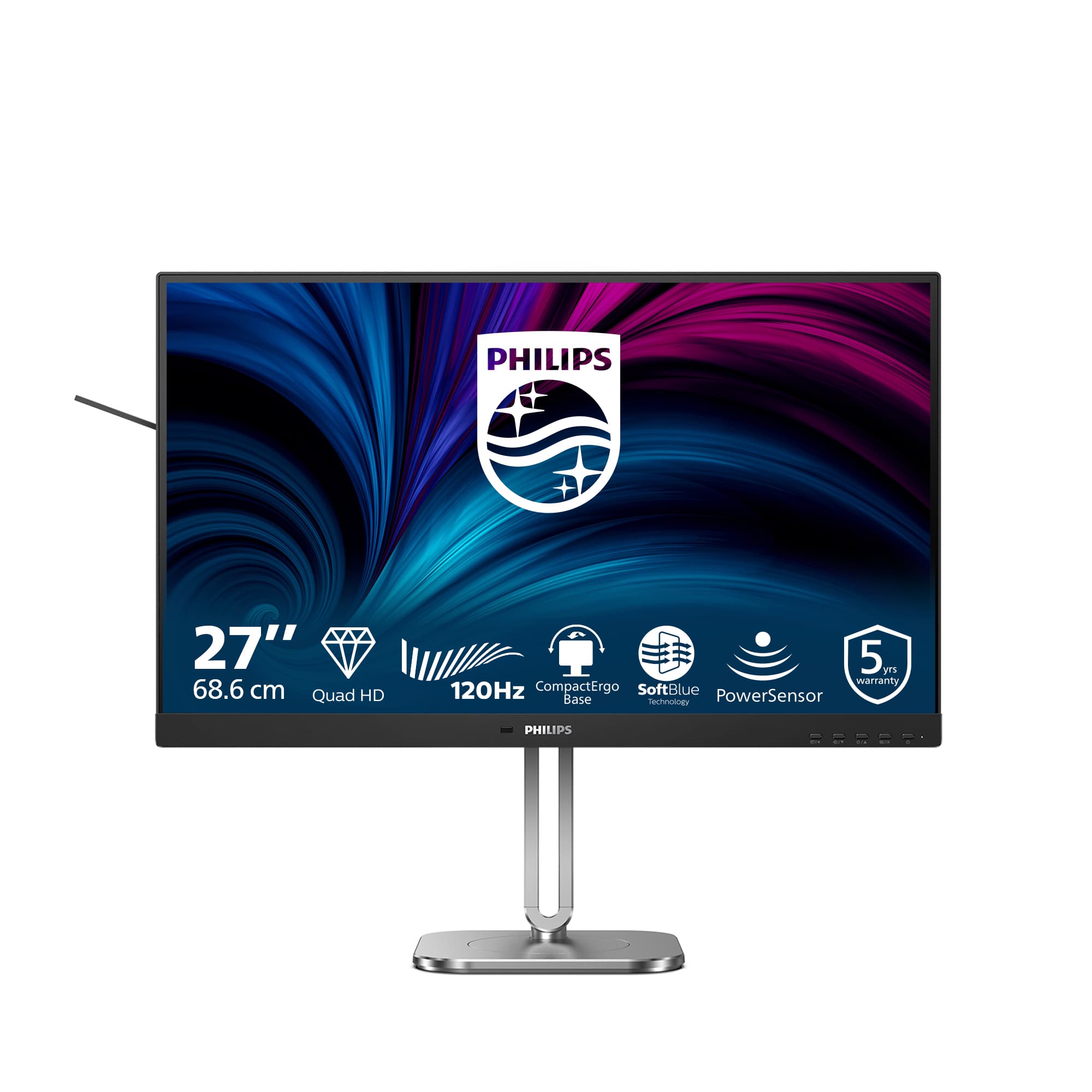 PHILIPS PHILIPS 27B2N4500/75 27" 16:9 2K QHD IPS LED 120HZ, 4MS, HDMI, DP, USB-C, SPK, H/ADJ, 4YR 27B2N4500