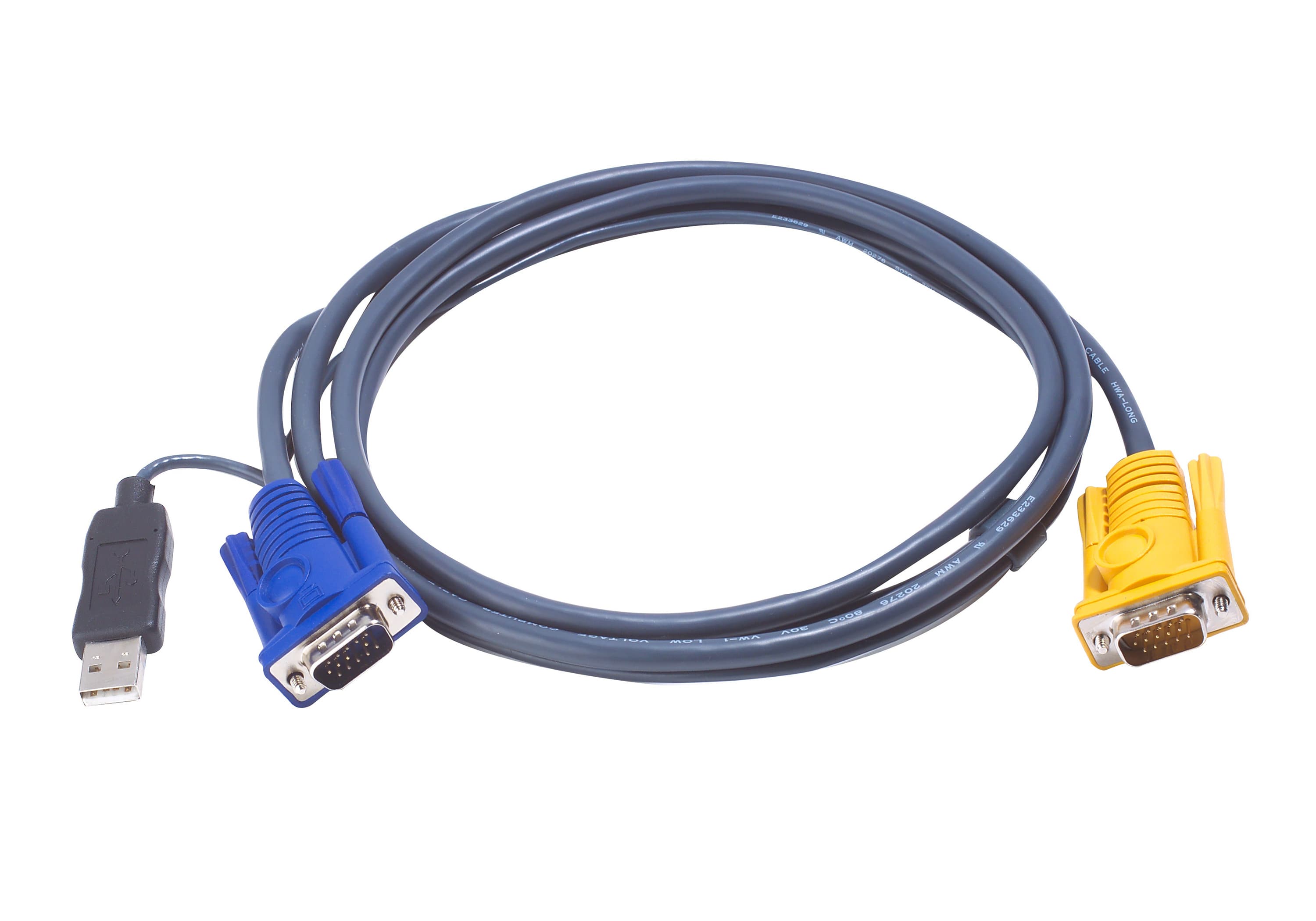 ATEN ATEN 1.8M 3IN1 VGA CONSOLE TO USB PC KVM SLIM CABLE 2L-5202UP