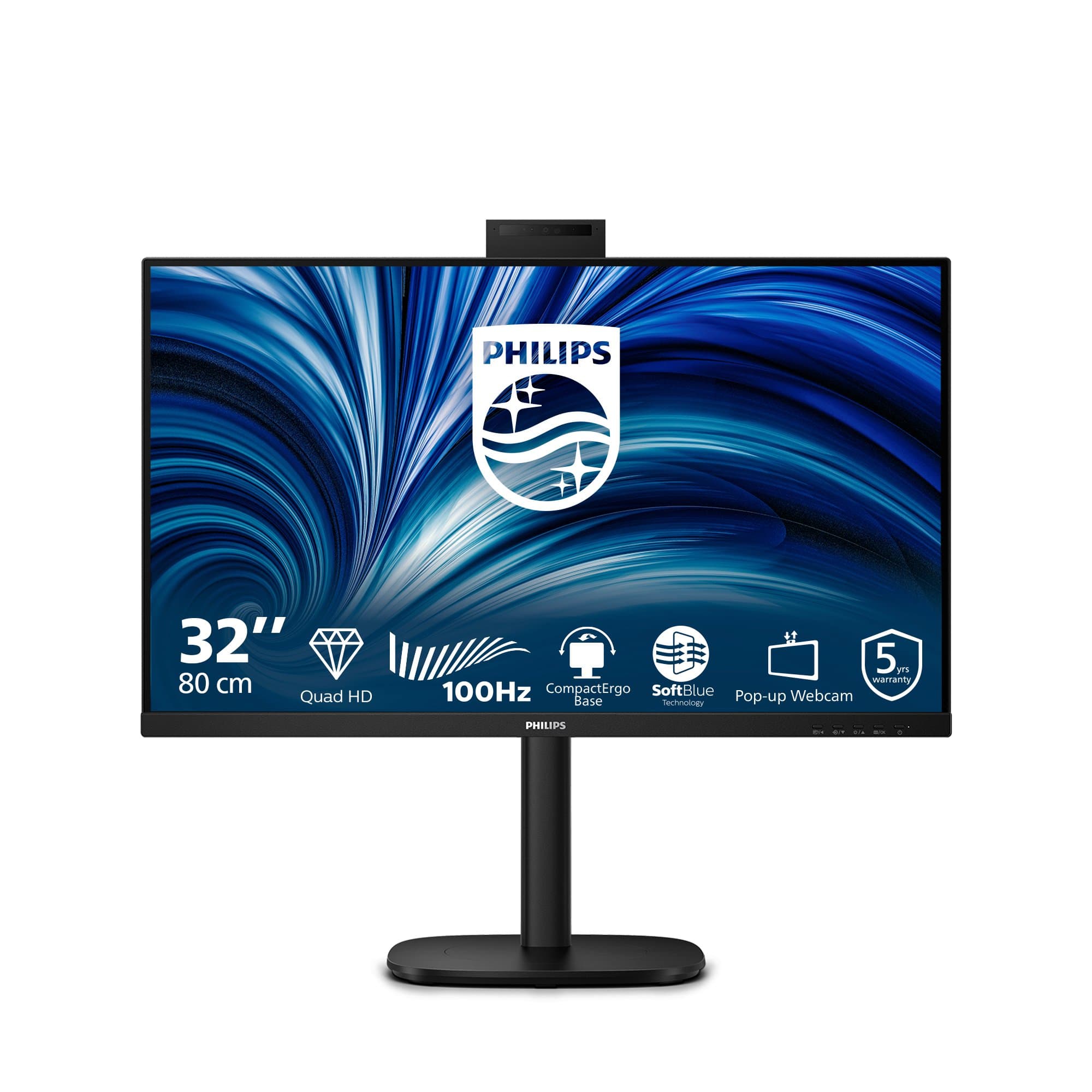PHILIPS PHILIPS 32B2U3601H/75 32" 16:9 QHD IPS LED 100HZ,4MS,USB-C DOCK,HDMI,DP/OUT,CAM,H/ADJ,4YR 32B2U3601H