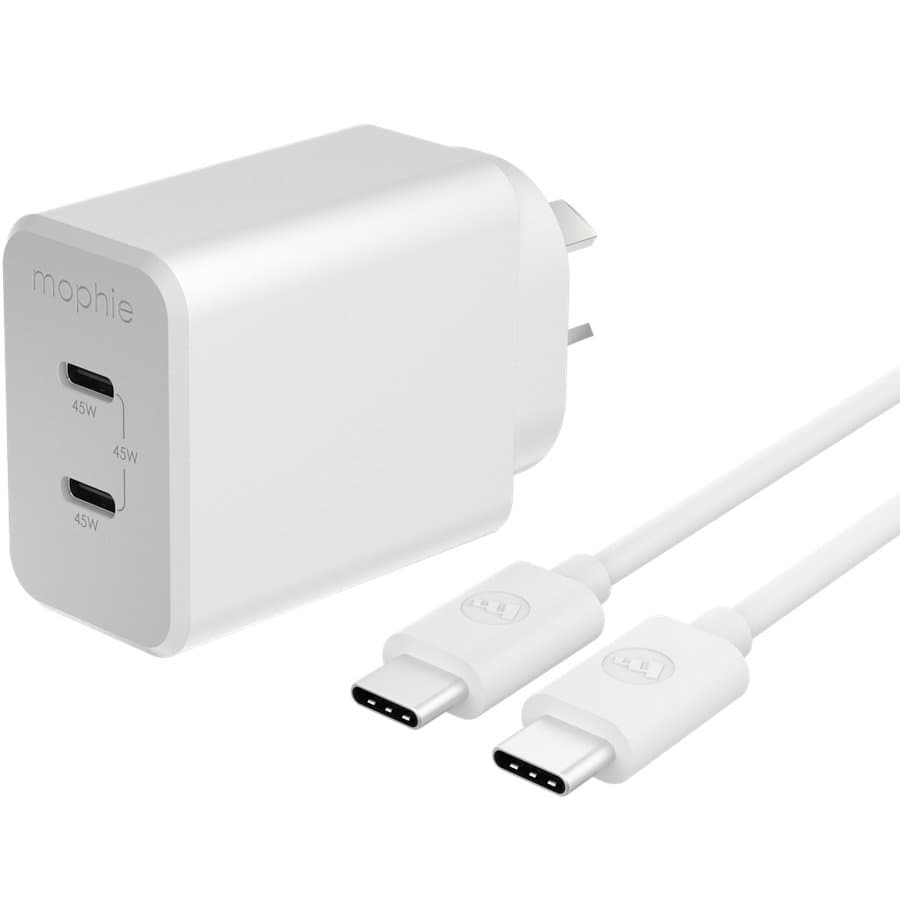 ZAGG ZAGG mophie essential 45W USB-C Wall Charger & C-C Cable Bundle, Power Delivery, 2C, White 409918000