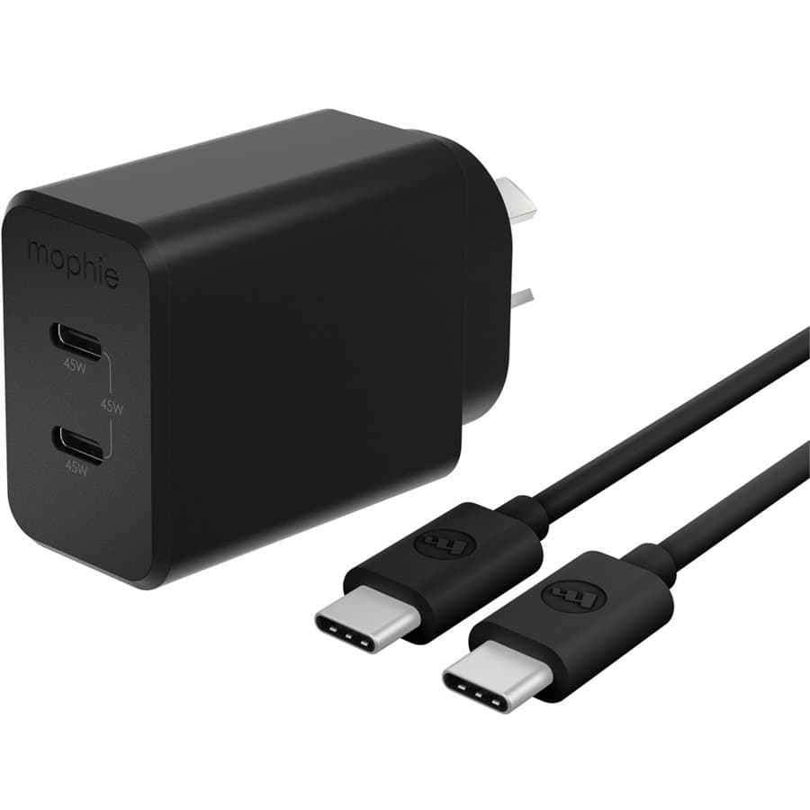 ZAGG ZAGG mophie essential 45W USB-C Wall Charger & C-C Cable Bundle, Power Delivery, 2C, Black 409918277
