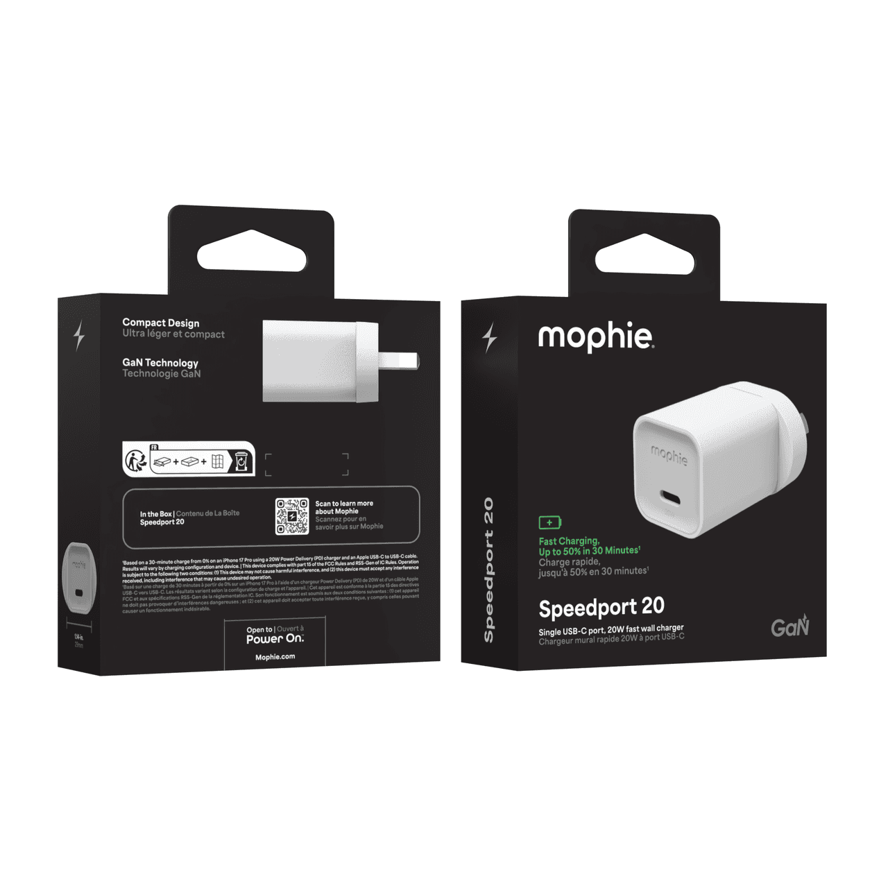 ZAGG ZAGG mophie Speedport USB-C GaN Wall Charger, 20W Power Delivery, 1C, White 409919984