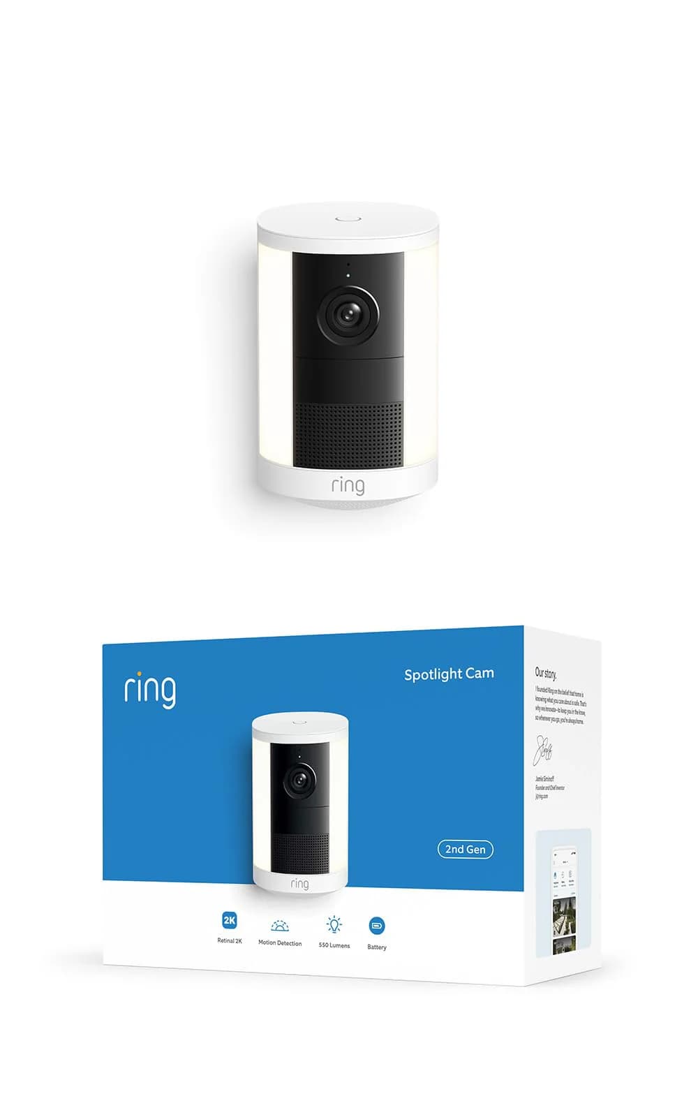 RING Ring Spotlight Camera (2nd Gen) 1pk - Battery - White 840414656505