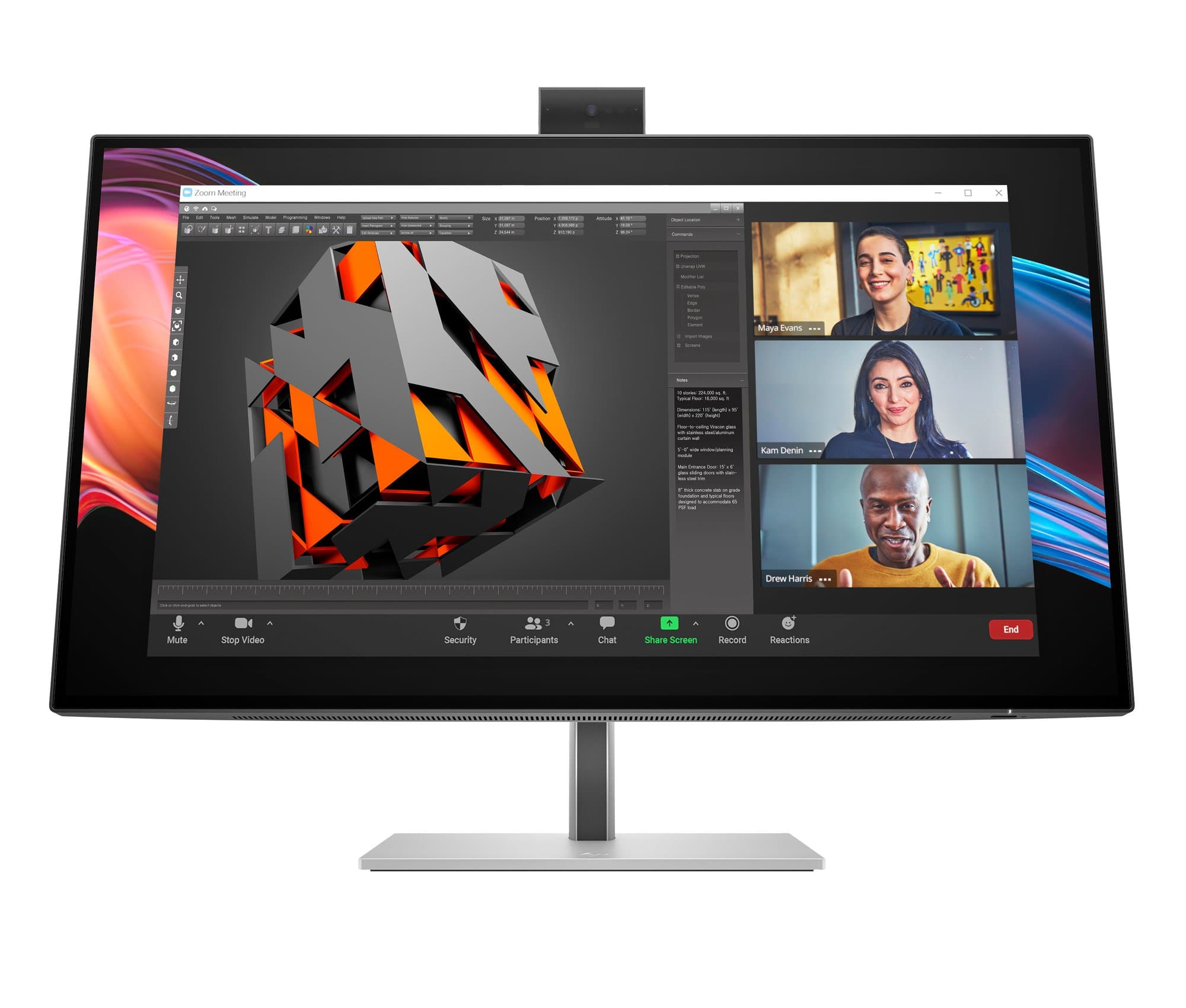 HP HP Series 7 Pro 727pm 27 inch 4K Conferencing Monitor 8K135AA