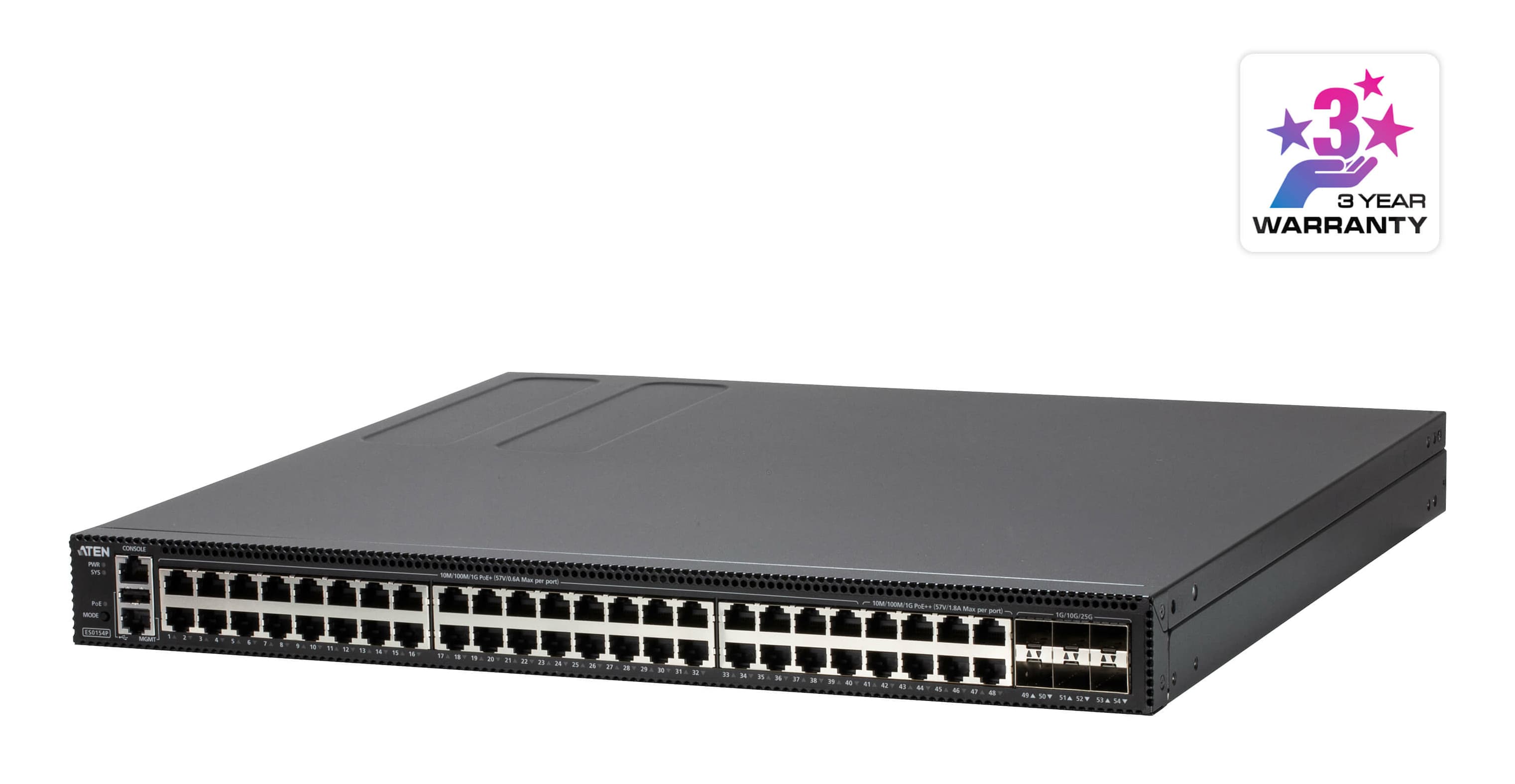 ATEN ATEN 54-PORT LAYER 2+ GIGABIT ETHERNET MANAGED SWITCH WITH POE ES0154P-AX-U