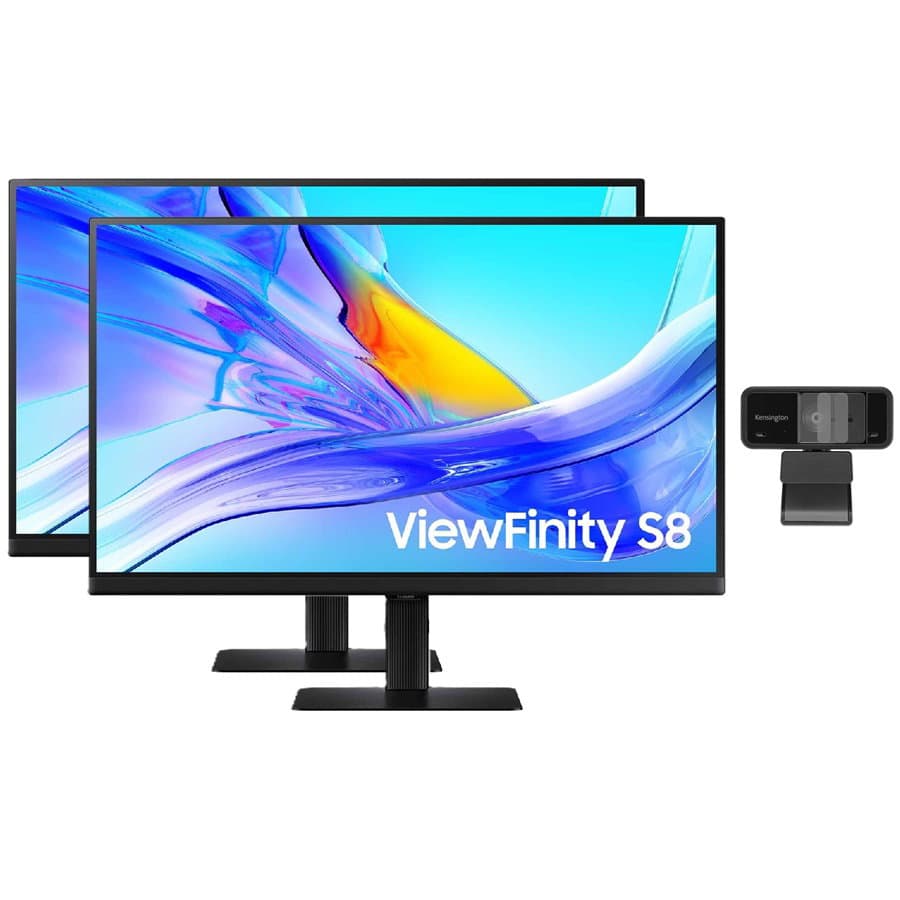 SAMSUNG 2x SAMSUNG S8 S80UD 27" (16:9) UHD IPS MONITOR, 60HZ + BONUS FHD WEB CAM LS27D802UEEXXY-CAMERA