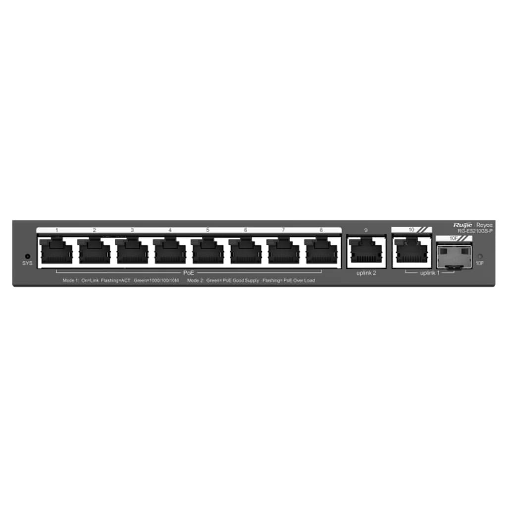 REYEE Ruijie Reyee 10P GE Smart Cloud Managed Switch - 8 PoE+ (120W) - 9x GE + 1x GE/SFP Combo RG-ES210GS-P