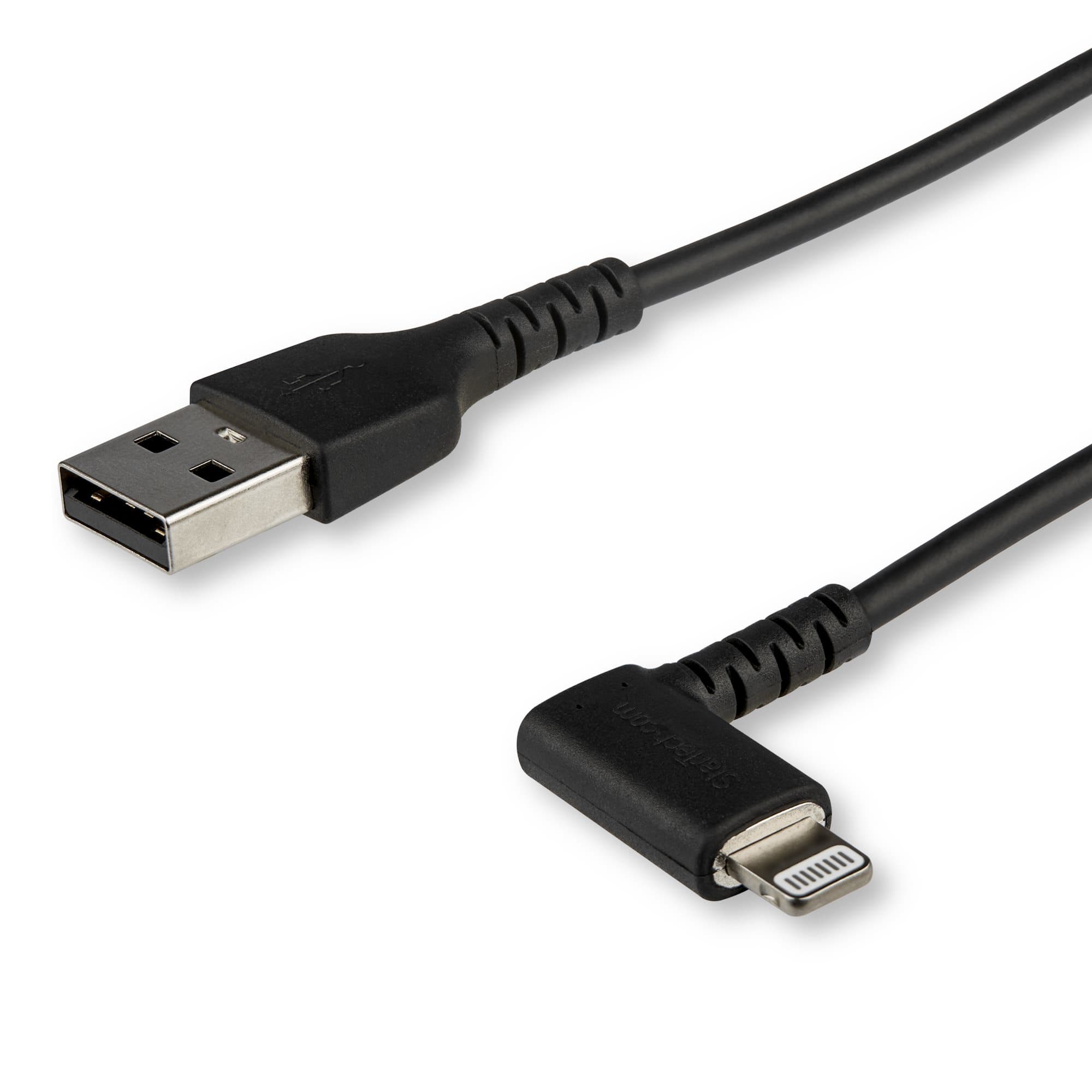 STARTECH STARTECH.COM 3FT (1M) DURABLE RIGHT ANGLED USB-A TO LIGHTNING CABLE - BLACK 2 YR RUSBLTMM1MBR