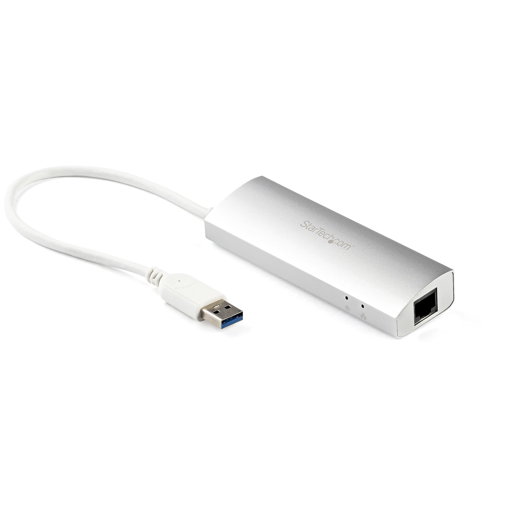 STARTECH STARTECH.COM 3 PORT USB 3.0 HUB WITH GIGABIT ETHERNET ADAPTER NIC - SILVER 2 YR ST3300G3UA