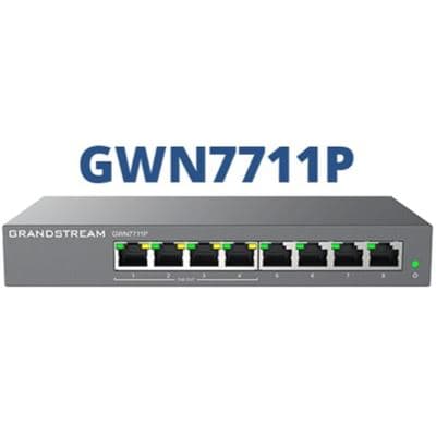 Grandstream Networks Grandstream GWN7711P Layer 2-Lite Managed Switch, 8 x GigE (4 x PoE/PoE+ or +24VDC Output GWN7711P