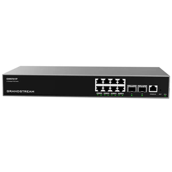 Grandstream Networks Grandstream GWN7811P Enterprise Layer 3 Managed PoE Network Switch with 8 x GigE and 2 x SFP+ GWN7811P
