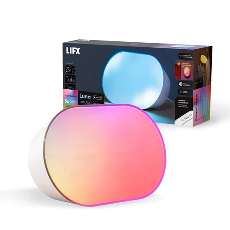 LIFX LIFX SuperColour Luna Lamp, White Case LFXCAP8RGBWWHAU