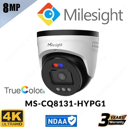 Milesight Milesight 4K NDAA AI TrueColor Turret Network Camera MS-CQ8131-HYPG1