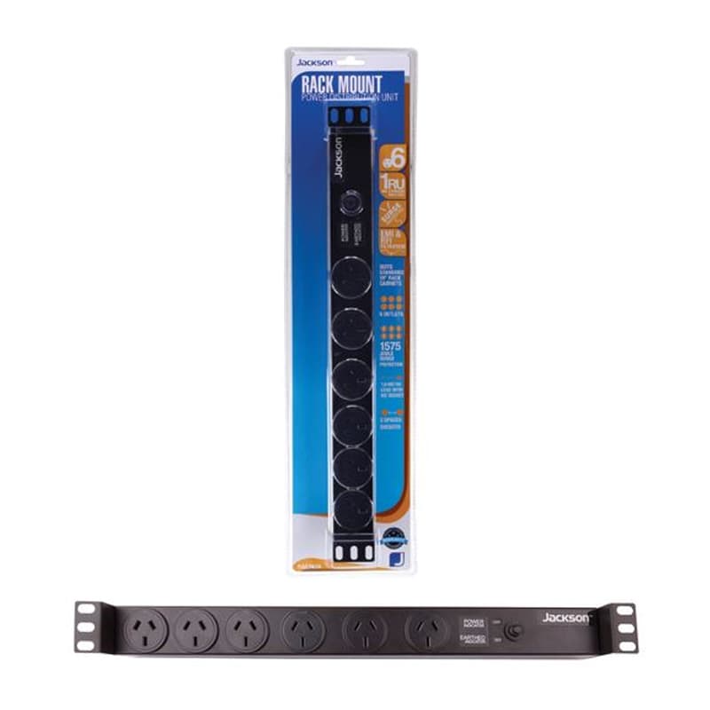 DYNAMIX 1RU 6x Outlet Horizontal Power Rail RAC0600