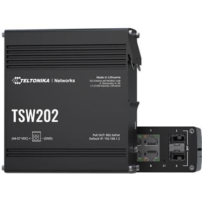 Teltonika Teltonika TSW202 DIN Rail Mountable Managed PoE+ Switch with 8 x 1Gbps ETH-ports and 2 x SFP TSW202