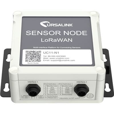 Milesight IoT Ursalink DC powered LoRaWAN EU868 Client with GPIO, RS232/RS485 switchable, 3.3V output, 5/9/12 V output and input 4-20mA or 0-10V Switchable UC11-N1-DC-868