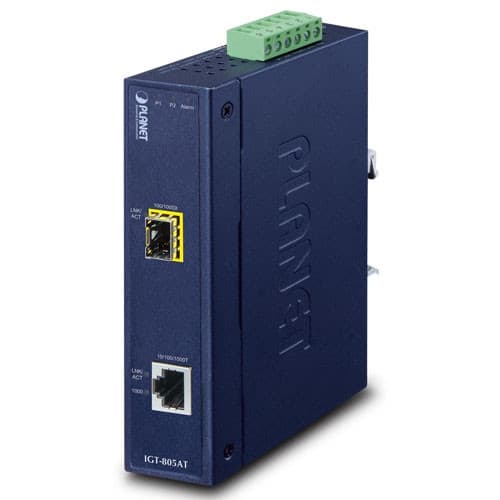 Planet PLANET IGT-805AT Industrial 10/100/1000BASE-T to 100/1000BASE-X SFP Media Converter (-40~75 degrees C) AA059