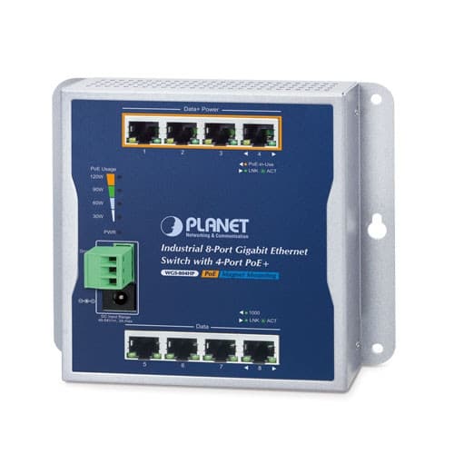 Planet Planet WGS-804HP  8-Port 10/100/1000T Wall Mounted Gigabit Ethernet Switch with 4-Port PoE+ NS032