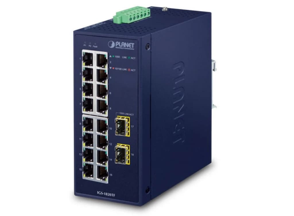 Planet Planet IGS-1820TF Industrial 16-Port 10/100/100T + 2-Port 100x SFP Ethernet Switch (-40~75 degreec) NS077