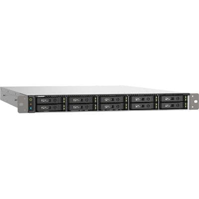 QNAP QNAP TS-h1090FU-7302P-256G 1U 10-bay all flash NAS, U.2/U.3 NVMe PCIe Gen4 x4 and SATA 6Gbps bays, AMD EPYC 7302P 16C 32T 3.0GHz, boost up to 3.3GHz, 256GB RIMM DR4 ECC RAM, 2 x 25GbE, 2 x 2.5GbE, 2 x PCIe Gen4 x16 slots, iSCSI, NFS, SMB, FC SAN, RAI TS-h1090FU-7302P-256G