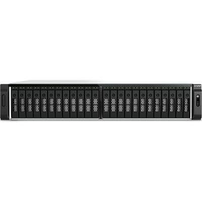 QNAP QNAP TS-h3077AFU-R5-32G 2U 30-bay 2.5" SATA all flash NAS, AMD Ryzen 5 7000 series 6C12T (boost up to 5.1 GHz), 32GB DDR5 non-ECC RAM (max. 128GB total), 2x 10GBASE-T + 2x 2.5 GbE RJ45, 3 x PCIe Gen 4 expansion slots, 2 x 550W redundant pwoer supply TS-h3077AFU-R5-32G