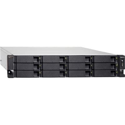 QNAP QNAP TS-h1886XU-RP-R2-D1622-32G 12 (+6) -Bay SATA 6Gbps (12 x 3.5" + 6 x 2.5") 2U NAS, Xeon D-1622 4 cores / 8 threads 2.60 GHz (boost up to 3.20 GHz), 32GB DDR4 ECC RAM (4 x DIMMs, max 128GB total), 4 x GbE RJ45 LAN, 2 x 10GbE SFP+ SmartNIC, optiona TS-h1886XU-RP-R2-D1622-32G