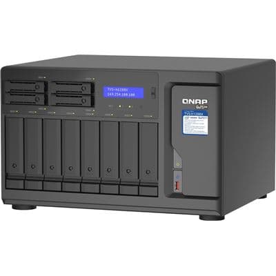 QNAP QNAP TVS-h1288X-W1250-16G 12-Bay TurboNAS (8 x 3.5" HDD + 4 x 2.5" SSD), SATA 6G, Intel Xeon W-1250 6 cores 12 threads 3.3 GHz (boost up to 4.7 GHz), 16GB DDR4 ECC RAM (max. 128GB), 4 x 2.5GbE, 2 x 10GBASE-T 10GbE, 2 x M.2 22110/2280 NVMe PCIe Gen3 x TVS-h1288X-W1250-16G