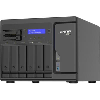 QNAP QNAP TS-h886-D1602-8G 8-Bay QuTS hero NAS, built-in 2 M.2 NVMe Gen3 x4 port, SATA 6G, Xeon D-1602 2.5GHz, 8GB ECC RAM, 4 x 2.5GbE,  iSCSI, RAID 0,1, 5, 6, 10, 5+spare, 6+spare, 10+spare, global hot spare, max 128 GB RAM, PCIe expansion slot x2, 250W TS-h886-D1602-8G