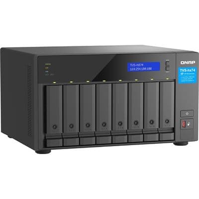 QNAP QNAP TVS-h874-i5-32G 8-bay QuTS hero NAS, Intel® Core i5-12400 6-core/12-thread, up to 4.6GHz, 32GB SO-DIMM  DDR4(max.128GB), 8 x 2.5"/3.5" SATA HDD/SSD, 2 x 2.5GbE, 2x M.2 PCIe Gen4 x4 slots, PCIe Gen4 slots, HDMI 1.4b, 250W PSU TVS-h874-i5-32G