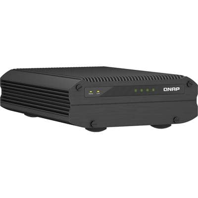 QNAP QNAP TS-i410X-8G 4-bay Desktop NAS; Intel Atom x6425E quad-core, onboard 8GB RAM (not expandable), 4 x 2.5-inch SATA slots, 2 x 10GbE, 1 x HDMI 1.4b, 4 x USB 3.2 Gen2 Type-A, wide temp(-40°C to 70°C), input voltage tolerance(DC 9-36V) TS-i410X-8G