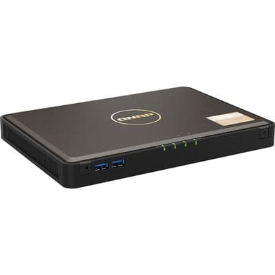 QNAP QNAP TBS-464-8G 4-bay M.2 PCIe SSD NASbook, Intel Celeron N5105/N5095 4-core, burst up to 2.9GHz, onboard 8GB DDR4 RAM (not expandable), 4 x M.2 2280 NVMe SSD slots, 2 x 2.5GbE, 2 x HDMI (up to 2.0), USB ports, IR receiver, AES-NI encryption, 4K hard TBS-464-8G