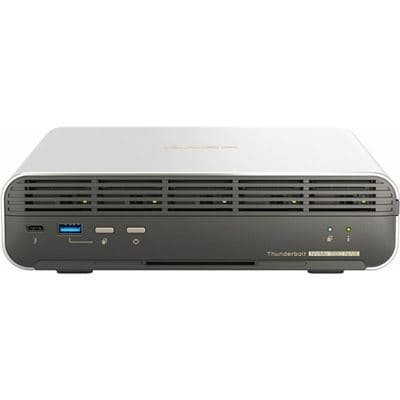 QNAP QNAP TBS-h574TX-i5-16G 5-bay All-Flash NASbook; Intel Core i5-1340PE 12C(4P+8E)/16T up to 4.50GHz, onboard 16GB RAM (not expandable), 5 x E1.S up to 15mm ( or 5 x M.2 2280 PCIe w/ QDA-E1SM ), 1 x 10GBASE-T + 1 x 2.5GbE, 1 x HDMI 1.4b, 2 x USB 3.2 Gen TBS-h574TX-i5-16G