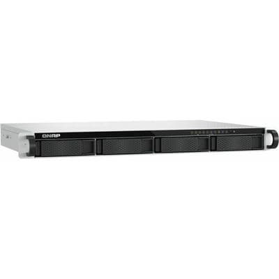 QNAP QNAP TS-h765eU-8G 1U 4-bay  3.5" SATA + 3 x E1.S/PCIe M.2 2280 short depth 12" rackmount NAS, Intel® Atom® x7405C quad-core, 8GB RAM SODIMM DDR5 (1 x DDR5 SODIMM slots, Max. 16GB), 2 x M.2 PCIe Gen3 x1 slots, 2 x 2.5GbE, 1 x USB 3.2 Gen1, 1 x USB 2.0 TS-h765eU-8G