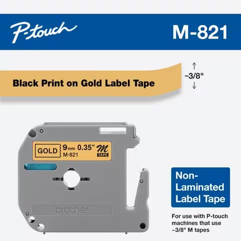 BROTHER BROTHER 9MM BLK ON GLD TAPE for PT65 PT85 PT100 1052211