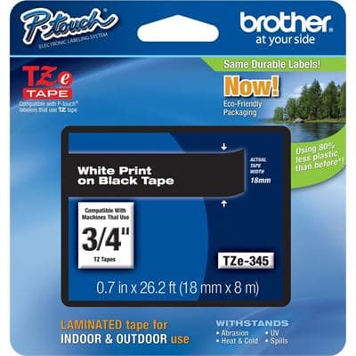 BROTHER BROTHER TZE-345 - 18 mm White on black tape 1676461