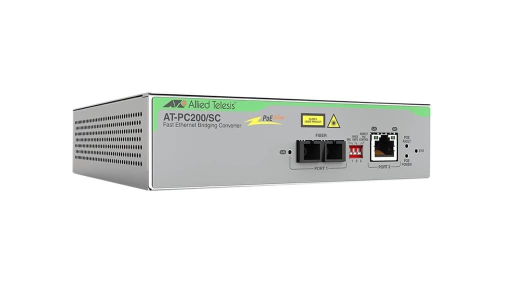 ALLIED TELESIS ALLIED TELESIS TAA (FEDERAL) 10/100TX TO 100FX/SC POE+ 5269641