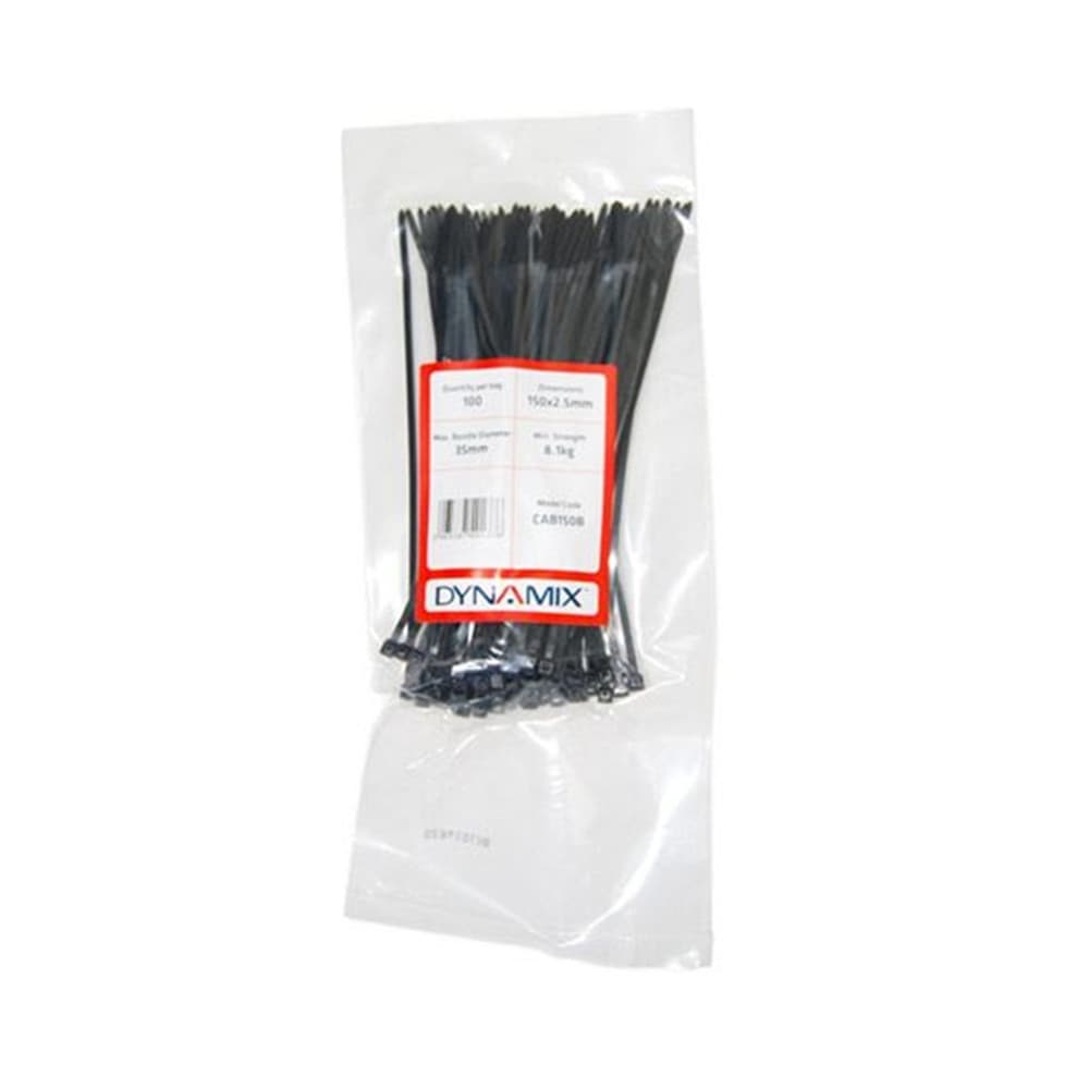 Dynamix DYNAMIX 150mm x 2.5mm Cable Tie (Packs of  100) CAB150B
