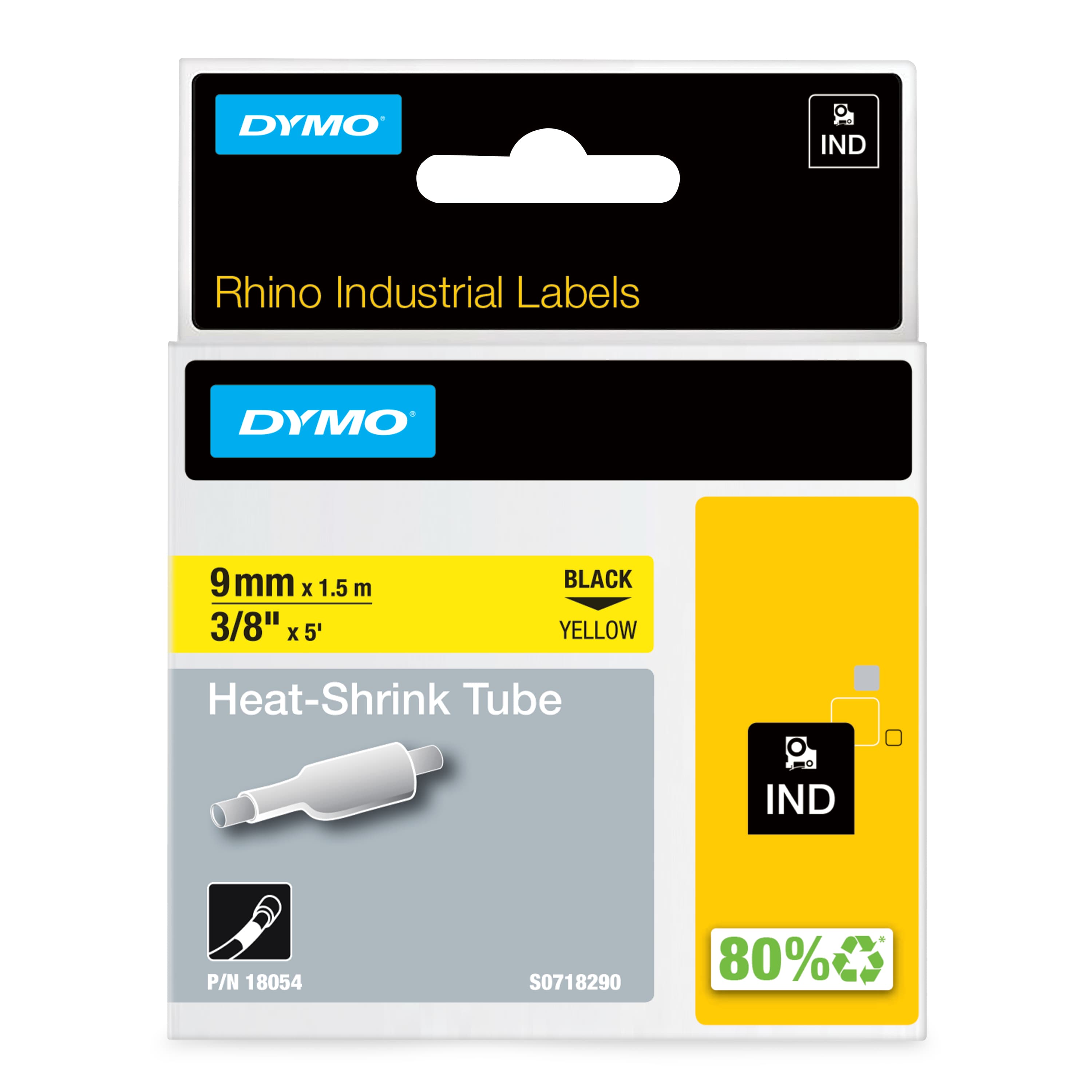 Dymo DYMO Genuine Rhino Industrial Labels- Heat Shrink Tube 9mm Black 18054