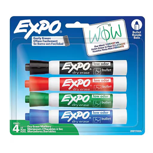 Expo EXPO Dry Erase Markers Bullet Marker 4-Pack. 4x Assorted Colours. 2081760
