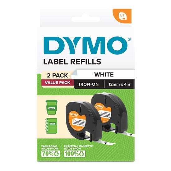 Dymo Dymo LetraTag Iron-On Tape 12mm x 2M 2 Pack 2191234