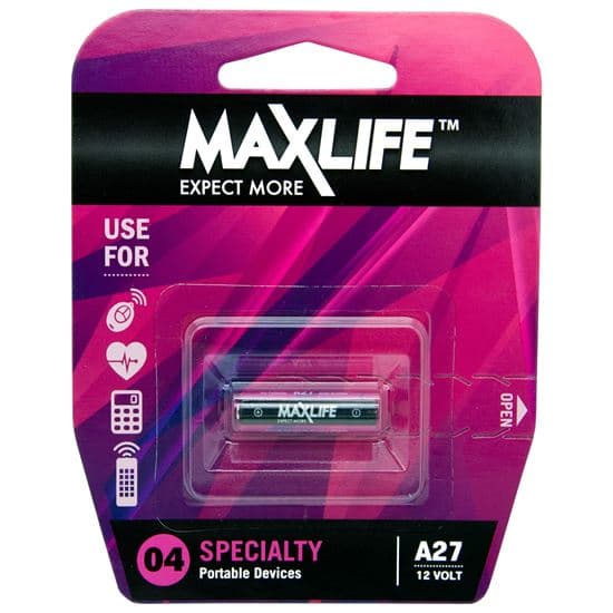Maxlife MAXLIFE A27 Alkaline 12V Battery. 1Pk. BATA27