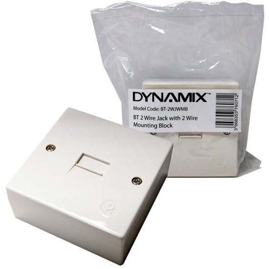 Dynamix DYNAMIX BT 2 Wire Jack Telepermited with Mounting Block BT-2WJWMB