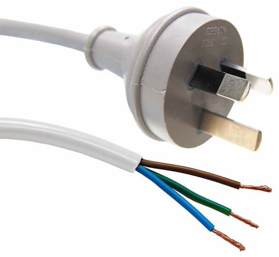 Dynamix DYNAMIX 2M 3-Pin Plug to Bare End, 3 Core 1mm Cable, White Colour SAA C-PB3C10-2WH