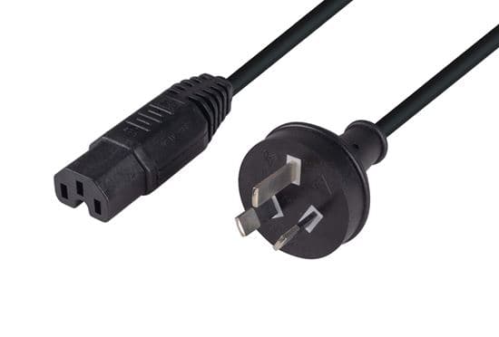 Dynamix DYNAMIX 1M 3-Pin to Notched C15 Rubber Flex SAA Approved Power C-POWERC15-1