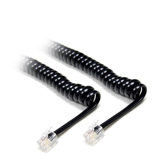 Dynamix DYNAMIX Curly Handset Cord BLACK, 4 Wire RJ22 to RJ22 Cable. 370mm CHC-4W600BK