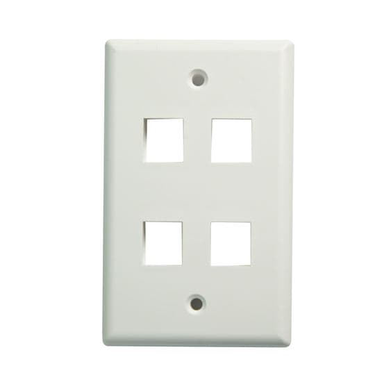 Dynamix DYNAMIX Quad Port Face Plate for RJ45 110 Keystone Jacks. FP-110-QUAD