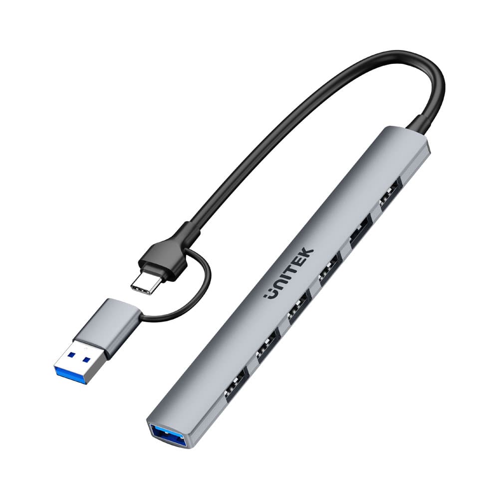 Unitek UNITEK 7-in-1 USB Multi-port Super Slim Hub with USB-C & A Connectors. H1209A