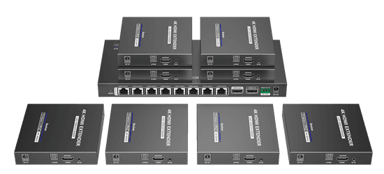 Lenkeng LENKENG 1-In-8-Out 4K@60Hz HDMI Extender. 1x HDMI in & 8x RJ45 out. LKV828P